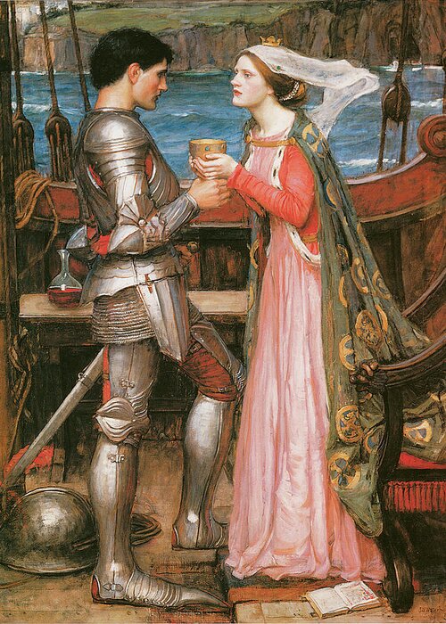 John William Waterhouse Greeting Card featuring the painting Tristram and Isolde #1 by John William Waterhouse