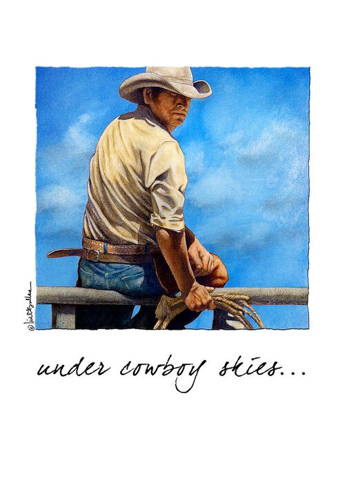 Will Bullas Greeting Card featuring the painting Under Cowboy Skies... #1 by Will Bullas