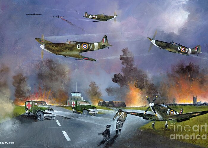 Spitfire Greeting Card featuring the painting Up For The Chase by Ken Wood