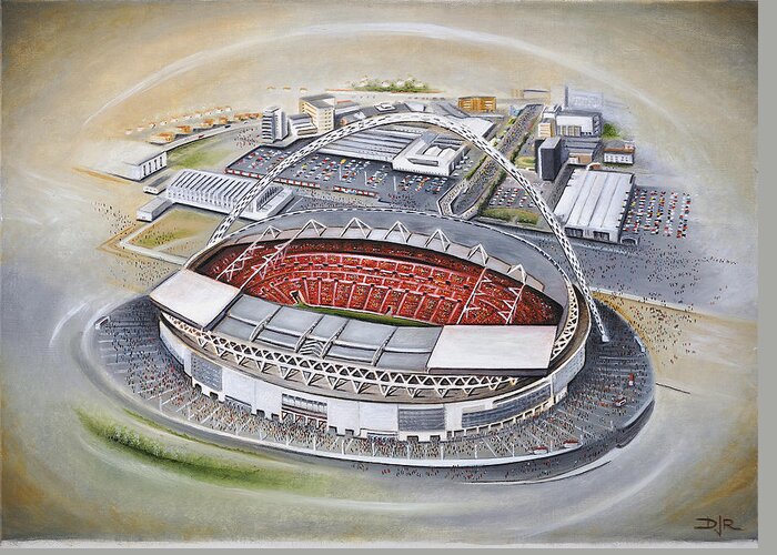 Art Greeting Card featuring the painting Wembley Stadium by D J Rogers