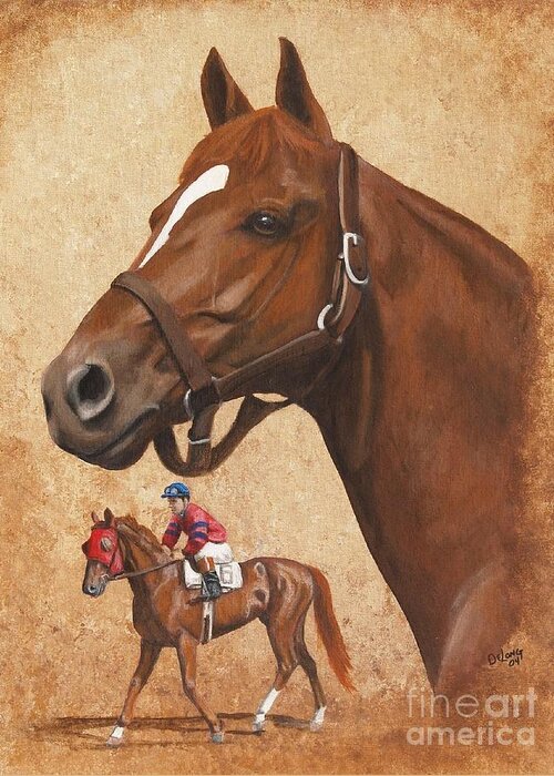 Whirlaway Greeting Card featuring the painting Whirlaway #1 by Pat DeLong