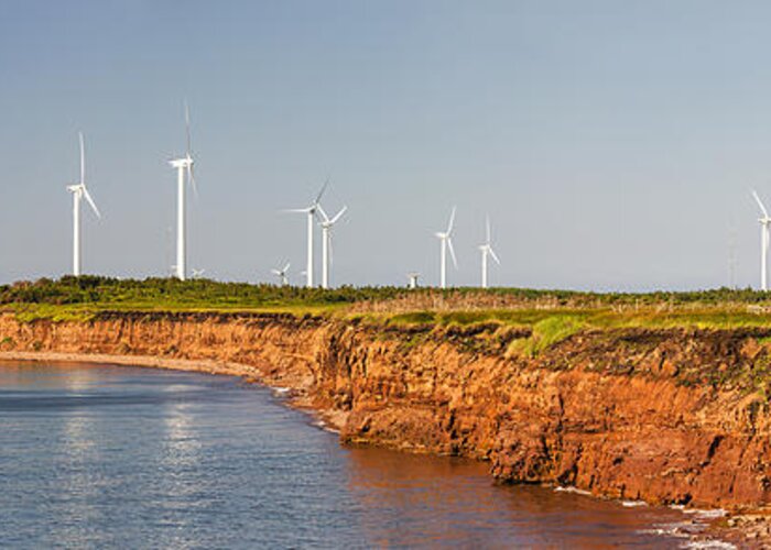 Windmills Greeting Card featuring the photograph Wind turbines on atlantic coast 1 by Elena Elisseeva