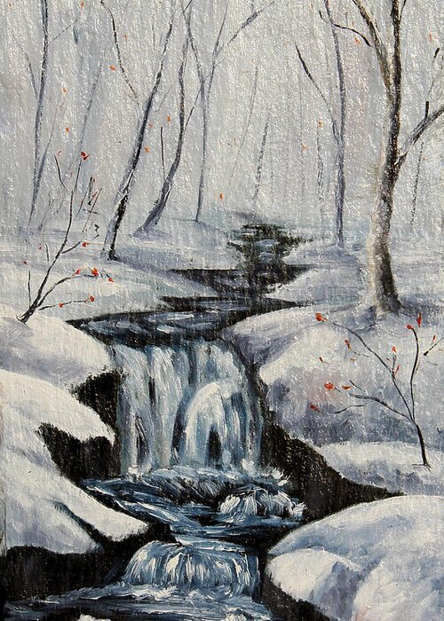 Winter Greeting Card featuring the painting Winter Fall by Meaghan Troup
