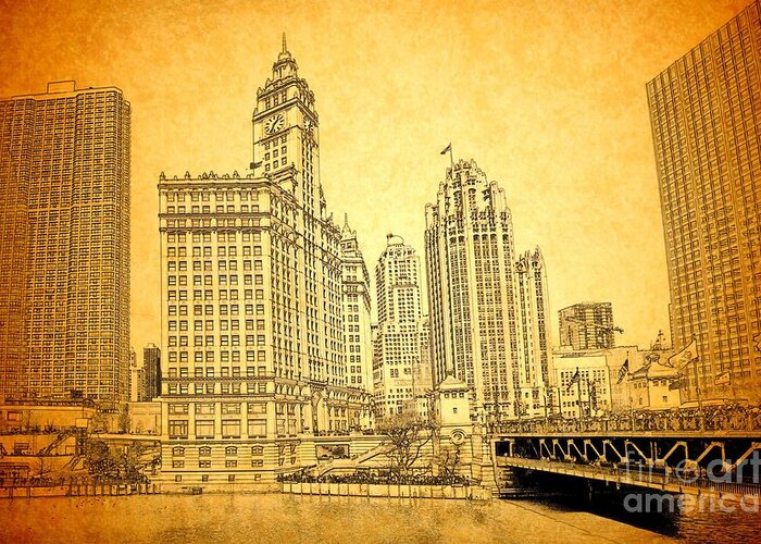 Wrigley Tower Greeting Card featuring the photograph Wrigley Tower by Dejan Jovanovic