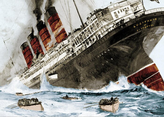 Wwi Sinking Of The Rms Lusitania 1915 Greeting Card