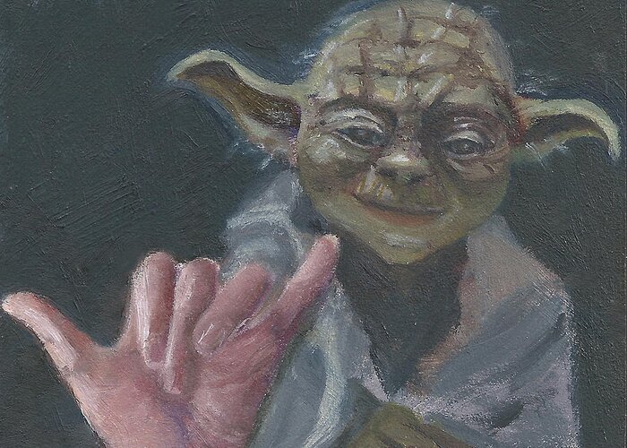 Asl Art Greeting Card featuring the painting Y is for Yoda #1 by Jessmyne Stephenson