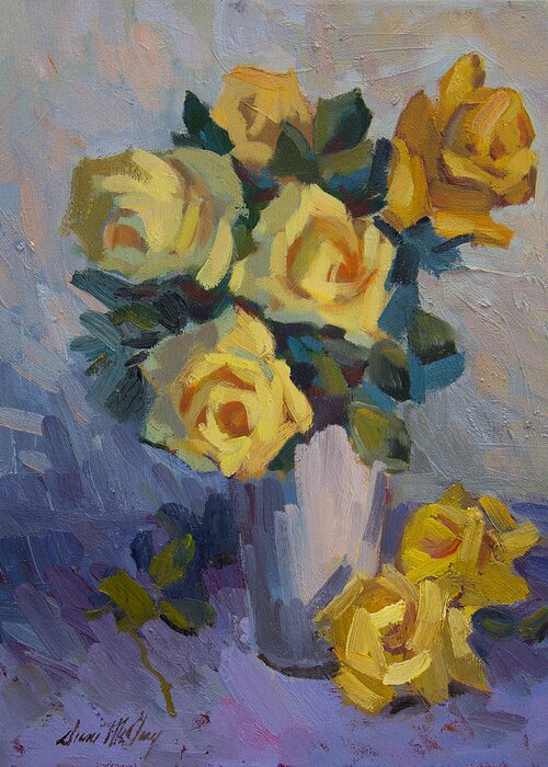Roses Greeting Card featuring the painting Yellow Roses #1 by Diane McClary