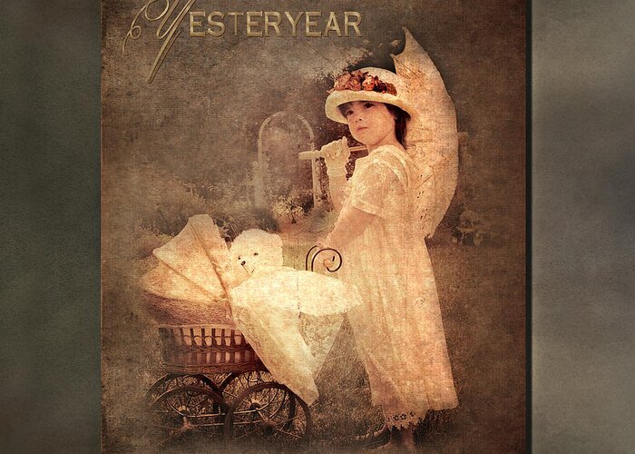 Vintage Greeting Card featuring the mixed media Yesteryear #1 by Trudy Wilkerson