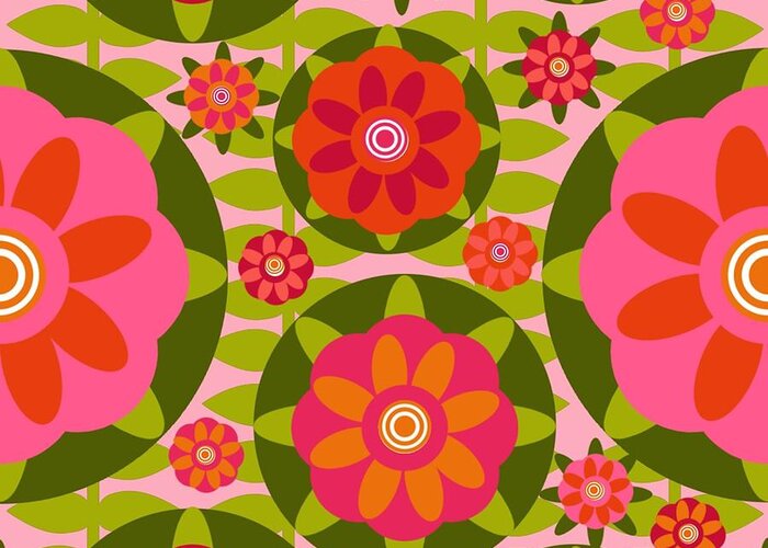 Posters Greeting Card featuring the digital art Zinnia Garden #1 by Lisa Noneman