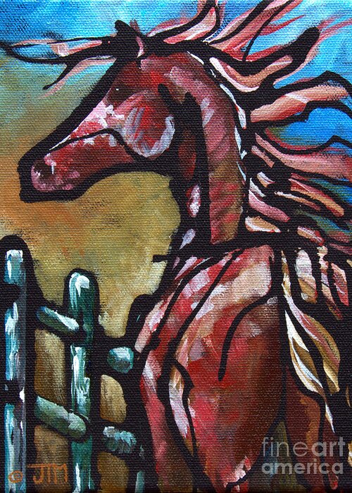Horse Greeting Card featuring the painting #12 June 3rd #12 by Jonelle T McCoy