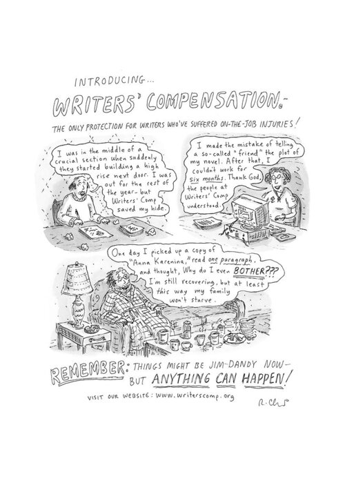 Writers Greeting Card featuring the drawing Writers' Compensation by Roz Chast