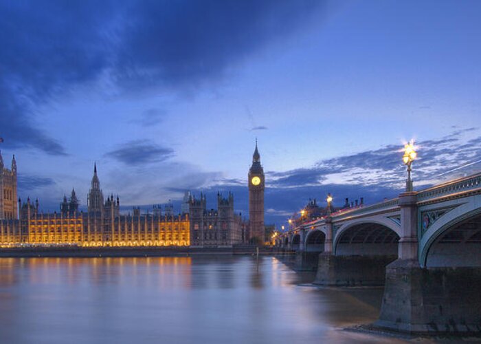 Westminster Bridge Thames Greeting Card featuring the photograph Big Ben and the houses of Parliament #14 by David French