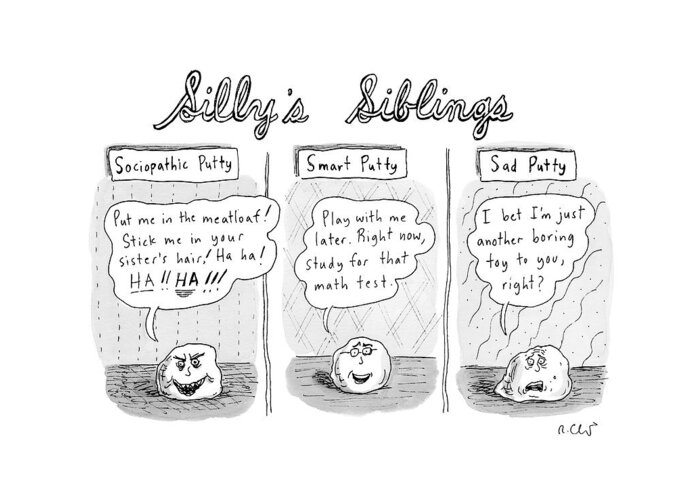 Silly Putty Greeting Card featuring the drawing New Yorker August 3rd, 2009 by Roz Chast