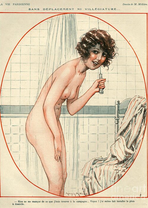 France Greeting Card featuring the drawing 1920s France La Vie Parisienne Magazine #164 by The Advertising Archives