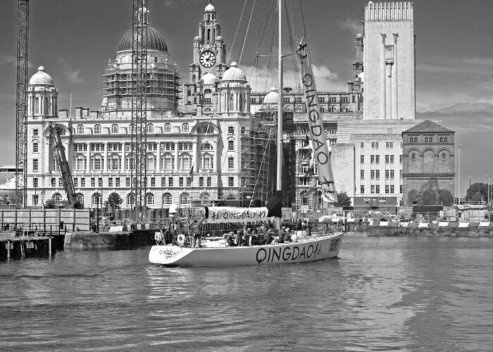 Liverpool Greeting Card featuring the photograph Round the world clipper race June 6th 2008 #17 by Ken Biggs