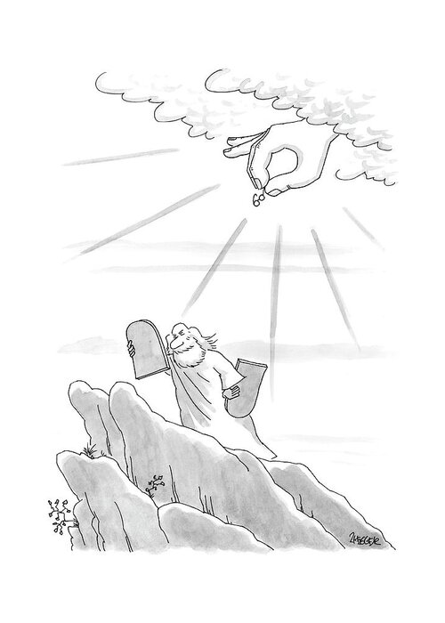 Moses Greeting Card featuring the drawing New Yorker September 4th, 2000 by Jack Ziegler