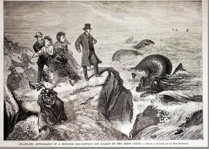 British Greeting Card featuring the photograph 1871 Kilkee Irish Sea Monster Serpent by Paul D Stewart