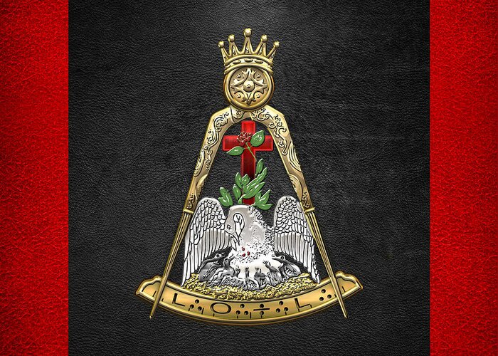 'ancient Brotherhoods' Collection By Serge Averbukh Greeting Card featuring the digital art 18th Degree Mason - Knight Rose Croix Masonic Jewel by Serge Averbukh