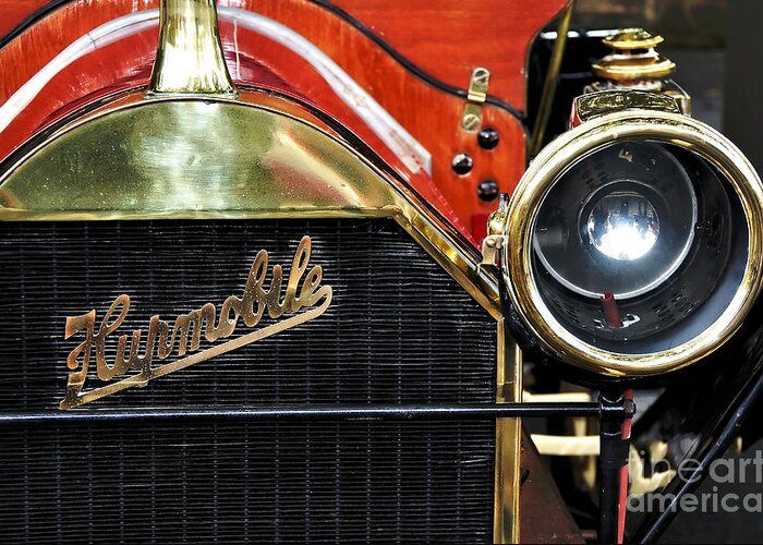 Photography Greeting Card featuring the photograph 1910 Hupmobile Model 20 Grill Emblem by Kaye Menner
