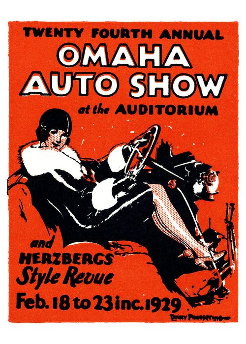 Vintage Greeting Card featuring the painting 1929 Omaha Auto Show by Historic Image