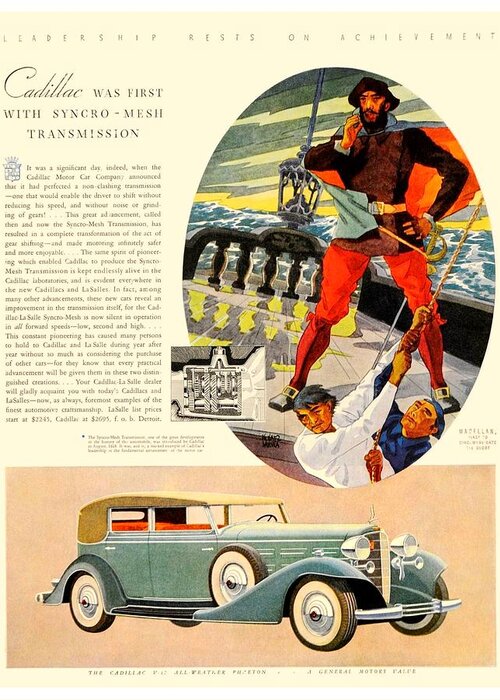 Cadillac Greeting Card featuring the digital art 1933 - Cadillac Phaeton Advertisement - Color by John Madison