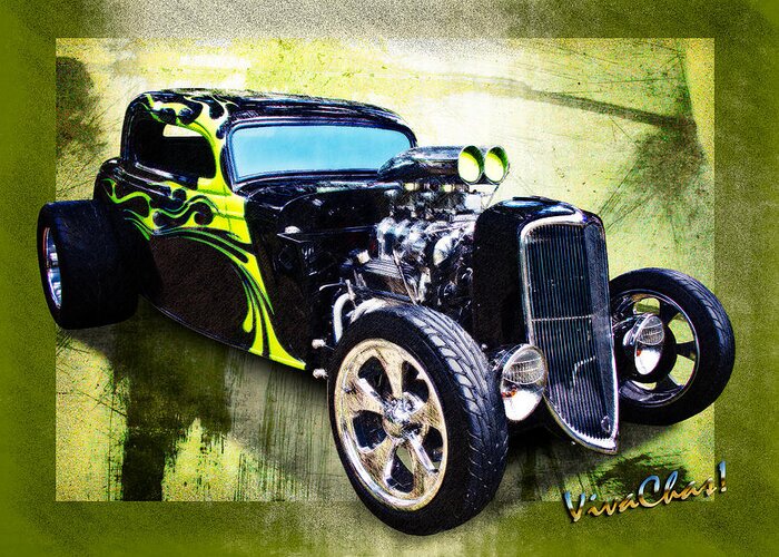 Ford Greeting Card featuring the photograph 1934 Ford Three Window Coupe Hot Rod by Chas Sinklier