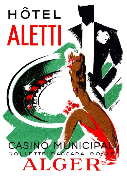 Vintage Greeting Card featuring the painting 1935 Hotel Aletti Casino Algeria by Historic Image