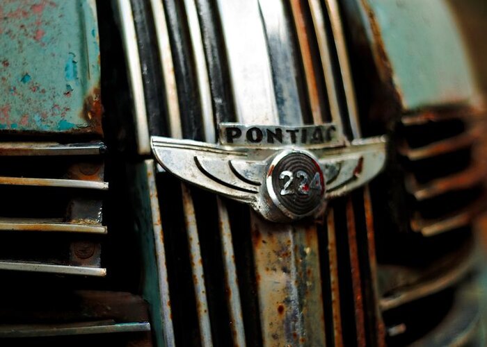 Classic Greeting Card featuring the photograph 1937 Pontiac 224 Grill Emblem by Trever Miller