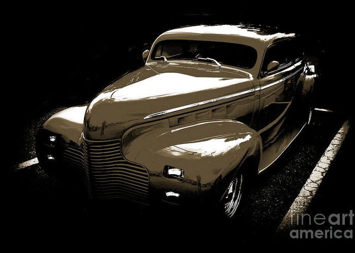 1940 Chevrolet Master Deluxe Greeting Card featuring the photograph 1940 Chevrolet Master Artistic Classic Car Automobile Sepia 311 by M K Miller