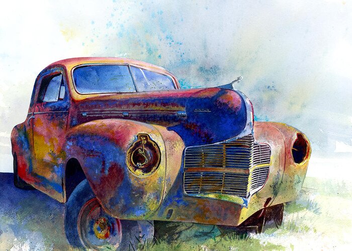 Car Greeting Card featuring the painting 1940 Dodge by Andrew King