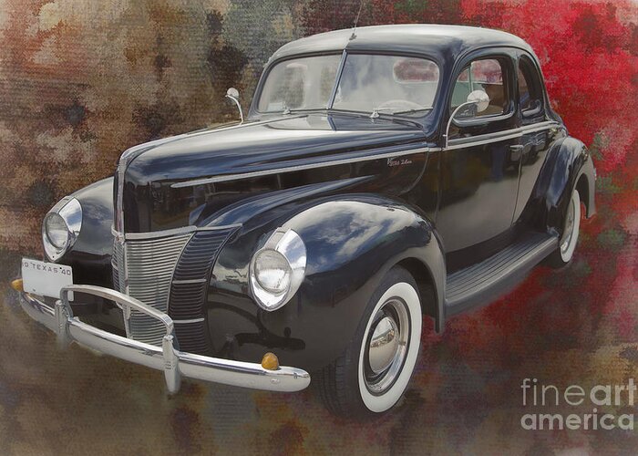 1940 Ford Greeting Card featuring the painting 1940 Ford Deluxe photograph of Classic car painting in color 319 by M K Miller