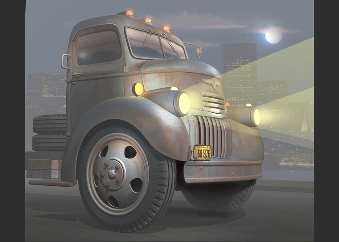 Truck Greeting Card featuring the digital art 1946 Chevy COE by Stuart Swartz