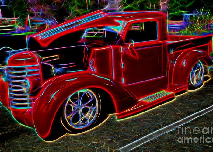 Diamond-t Greeting Card featuring the photograph 1947 Diamond-T Pickup Vintage Truck by Gary Whitton