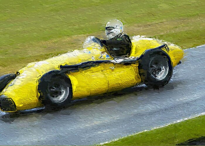 Connaught Greeting Card featuring the photograph 1952 Yellow Connnaught A Type Formula One 2 by John Colley