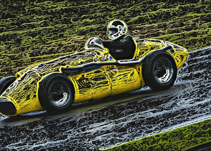 Connaught Greeting Card featuring the photograph 1952 Yellow Connnaught A Type Formula One by John Colley