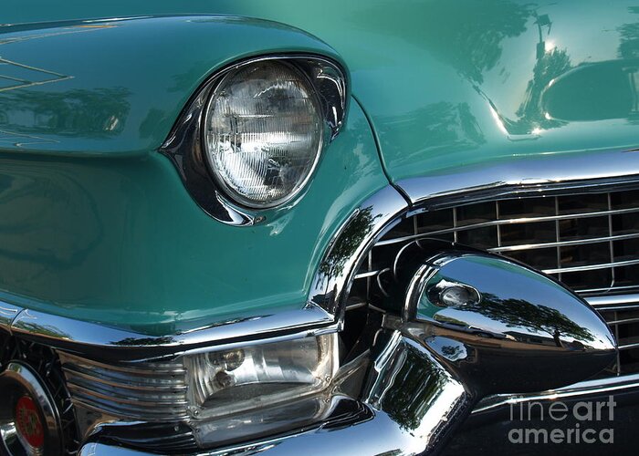 Car Greeting Card featuring the photograph 1955 Cadillac Coupe de Ville Closeup by Anna Lisa Yoder