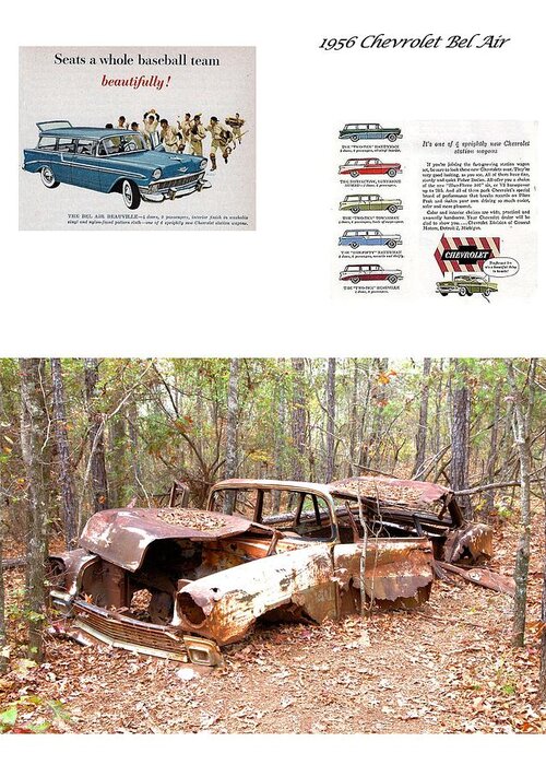 3412 Greeting Card featuring the photograph 1956 Chevrolet Bel Air Wagon by Gordon Elwell