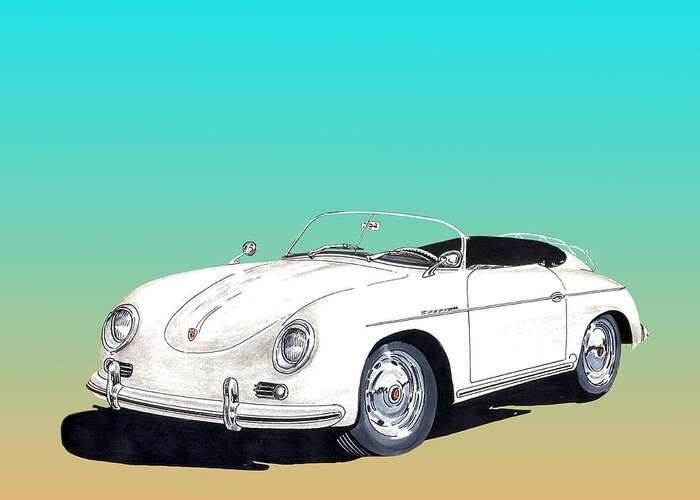 Porsche Speedster Greeting Card featuring the painting 1959 Porsche Speedster by Jack Pumphrey