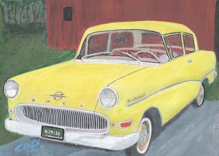 Car Greeting Card featuring the painting 1960 Opel Rekord by Cliff Wilson