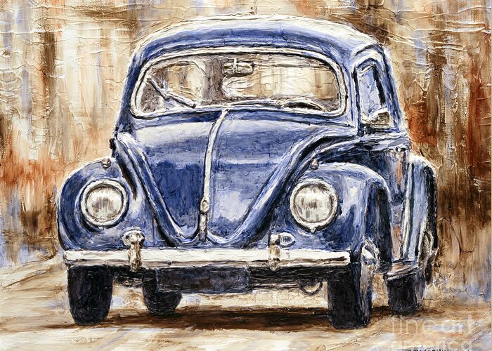 Volkswagen Greeting Card featuring the painting 1960 Volkswagen Beetle by Joey Agbayani