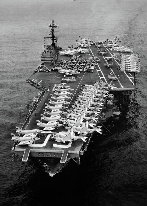 Photography Greeting Card featuring the photograph 1960s Aerial Of Uss Saratoga Aircraft by Vintage Images