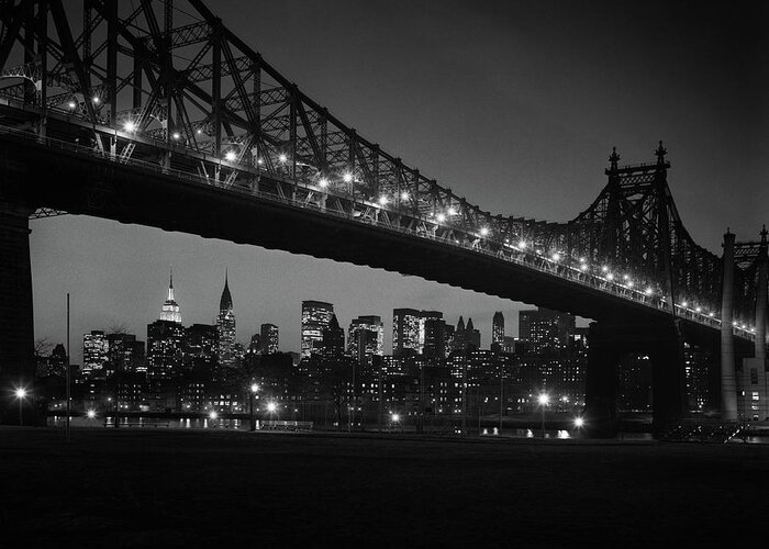 Photography Greeting Card featuring the photograph 1960s Queensboro Bridge And Manhattan by Vintage Images