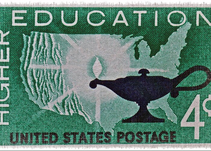 1962 Greeting Card featuring the photograph 1962 Higher Education Stamp by Bill Owen