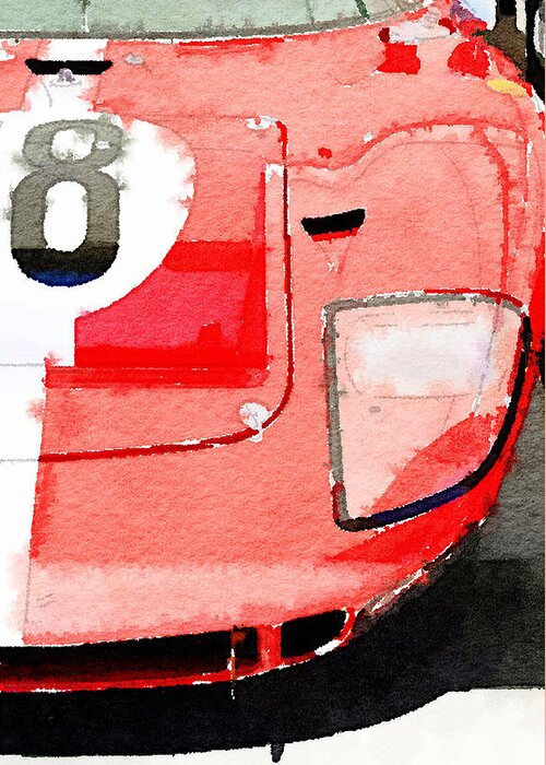 Ford Gt40 Greeting Card featuring the painting 1964 Ford GT40 Front Detail Watercolor by Naxart Studio