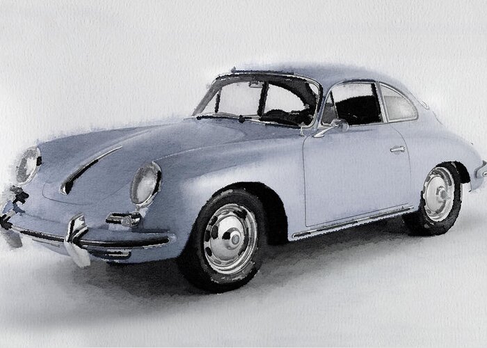 Porsche 356 Greeting Card featuring the painting 1964 Porsche 356B Watercolor by Naxart Studio