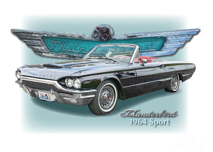 Classic Greeting Card featuring the digital art 1964 Thunderbird Sport Roadster by Dan Knowler