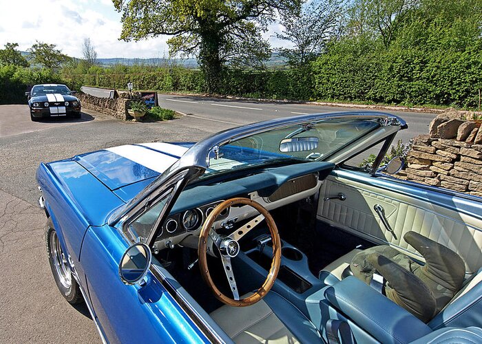 Ford Mustang Greeting Card featuring the photograph 1966 Convertible Mustang on Tour in the Cotswolds by Gill Billington