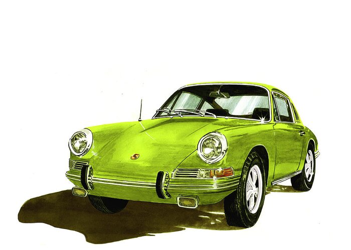 Watercolor Painting Of 1967 Porsche 911 Sportscar Greeting Card featuring the painting 1967 Porsche 911 by Jack Pumphrey