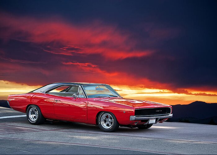 Alloy Greeting Card featuring the photograph 1968 Dodge Charger I by Dave Koontz