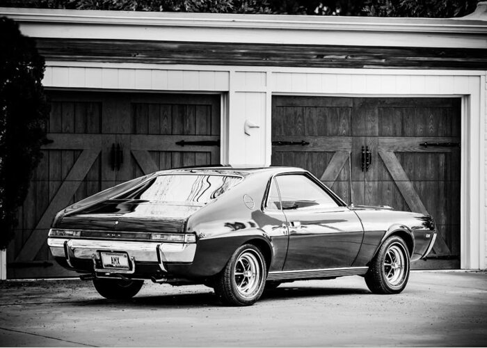 1969 Amc Amx Greeting Card featuring the photograph 1969 AMC AMX -0100bw by Jill Reger